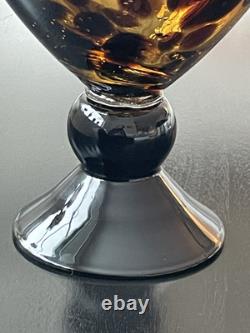 Vintage ART GLASS VASE, Murano Tortoise Shell, Oil Drop Pattern Hand Blown Glass