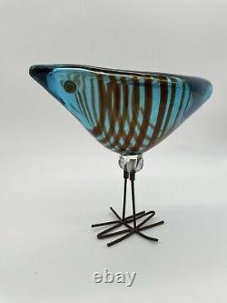Vintage Alessandro Pianon Pulcini Bird Glass Sculpture 1962 Italy Murano Blue