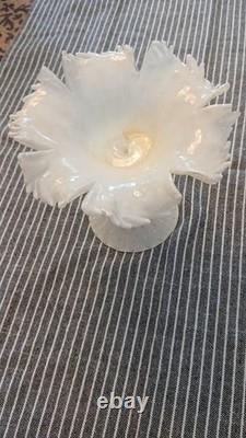 Vintage Alfredo Barbini Aventurine Pedestal Bowl Italy 1960s Hand Blown Murano