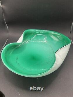 Vintage Alfredo Barbini Murano Italy Hand blown Glass Bowl