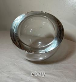 Vintage Alfredo Barbini Murano hand blown colorless glass sphere vase sculpture