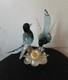 Vintage Alfredo Barbini Pr Of Glass Bitds WithGold Adventurine Floral Base Murano