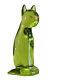Vintage Archimede Seguso Murano Glass Lime Green Cat Figurine Sculpture