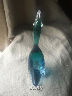 Vintage Archimede Seguso Murano Venetian Italian Aqua Glass Duck Bird hand Blown