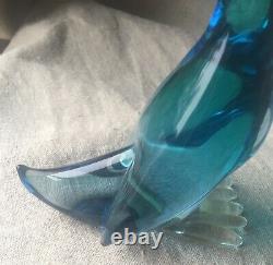 Vintage Archimede Seguso Murano Venetian Italian Aqua Glass Duck Bird hand Blown