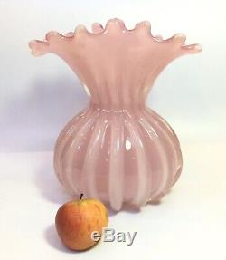 Vintage Archimedes Seguso Alabastro Vase Pink Ribbed Murano Vase LARGE perfect