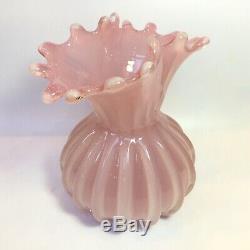 Vintage Archimedes Seguso Alabastro Vase Pink Ribbed Murano Vase LARGE perfect