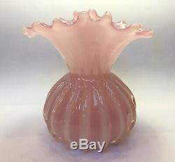 Vintage Archimedes Seguso Alabastro Vase Pink Ribbed Murano Vase LARGE perfect