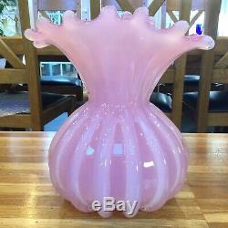 Vintage Archimedes Seguso Alabastro Vase Pink Ribbed Murano Vase LARGE perfect