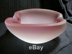 Vintage Art Deco Murano Pink Satin Frosted Art Glass Bowl Ashtray Italy