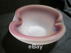 Vintage Art Deco Murano Pink Satin Frosted Art Glass Bowl Ashtray Italy