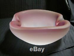 Vintage Art Deco Murano Pink Satin Frosted Art Glass Bowl Ashtray Italy