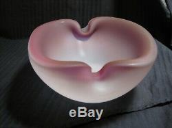 Vintage Art Deco Murano Pink Satin Frosted Art Glass Bowl Ashtray Italy