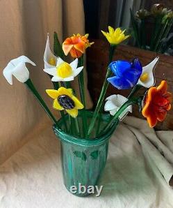 Vintage Assorted Murano Art Glass Long Stem Flowers Bouquet 19 Italian Venetian