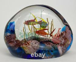 Vintage Authentic Murano Glass Aquarium 3 Fish Fantastic colors Made in Italy