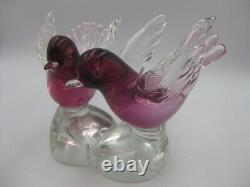 Vintage Barbini Murano Art Glass Love Birds Figurine Cranberry