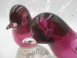 Vintage Barbini Murano Art Glass Love Birds Figurine Cranberry