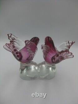 Vintage Barbini Murano Art Glass Love Birds Figurine Cranberry