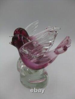 Vintage Barbini Murano Art Glass Love Birds Figurine Cranberry