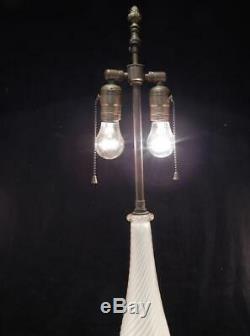 Vintage Barovier & Toso Murano Art Glass LampGold InclusionsBronze Metal Base