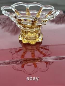 Vintage Beatiful Murano Italy Hand Blown Yellow Webbed Glass Vase? 15%OFF