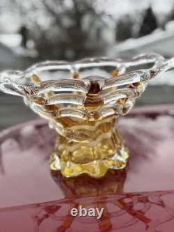 Vintage Beatiful Murano Italy Hand Blown Yellow Webbed Glass Vase? 15%OFF