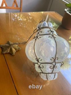 Vintage Caged Glass Lampshade #1 (of 2) beautiful hand blown Murano style
