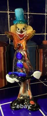 Vintage Clown Murano Art Glass- Vibrant Colors- Hand Blown
