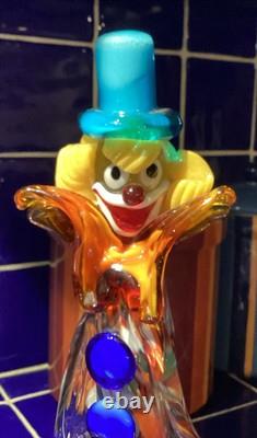 Vintage Clown Murano Art Glass- Vibrant Colors- Hand Blown