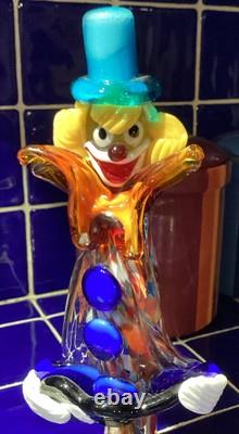 Vintage Clown Murano Art Glass- Vibrant Colors- Hand Blown