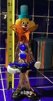 Vintage Clown Murano Art Glass- Vibrant Colors- Hand Blown