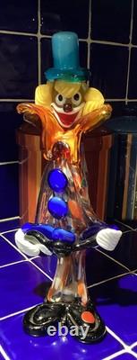 Vintage Clown Murano Art Glass- Vibrant Colors- Hand Blown