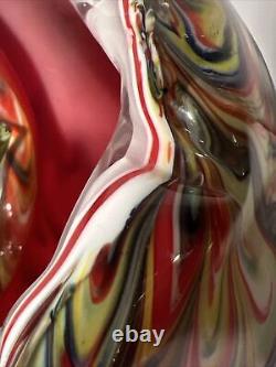 Vintage Colorful Swirl Glass Studio Italian Murano Hand Blown Glass Vase. RARE