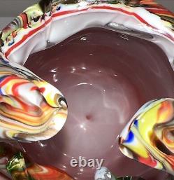 Vintage Colorful Swirl Glass Studio Italian Murano Hand Blown Glass Vase. RARE