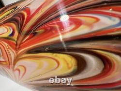 Vintage Colorful Swirl Glass Studio Italian Murano Hand Blown Glass Vase. RARE