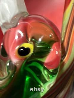 Vintage Colorful Swirl Glass Studio Italian Murano Hand Blown Glass Vase. RARE