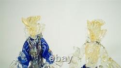 Vintage D'Este P Murano Glass Blue Millefiori & Aventurine Goldoni Couple