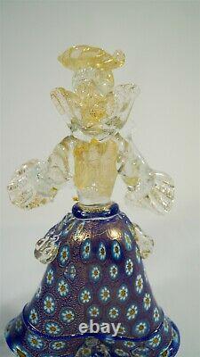 Vintage D'Este P Murano Glass Blue Millefiori & Aventurine Goldoni Couple