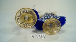 Vintage D'Este P Murano Glass Blue Millefiori & Aventurine Goldoni Couple