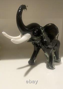 Vintage Decor Murano Hand Blown Glass Elephant Figurine Art Glass