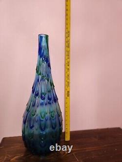 Vintage Empoli Murano Italian Glass Vase Handblown 23 Tall 8 wide (RARE FIND)