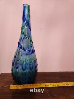 Vintage Empoli Murano Italian Glass Vase Handblown 23 Tall 8 wide (RARE FIND)
