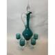 Vintage Empoli Teal Green Murano Hand Blown Italia Decanter & 4Glass Set 15.5T