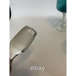 Vintage Empoli Teal Green Murano Hand Blown Italia Decanter & 4Glass Set 15.5T