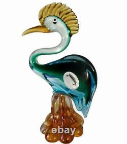Vintage Figurine Murano Glass Egret Bird Sommerso FREE SHIPPING 9 Inch