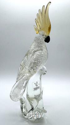 Vintage Formia Murano Glass Cockatoo Parrot Sculpture Gallery Art Italy