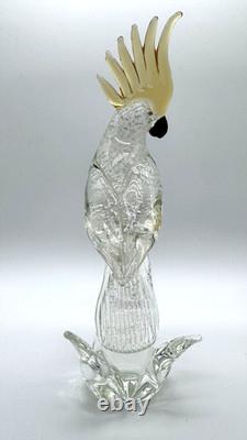 Vintage Formia Murano Glass Cockatoo Parrot Sculpture Gallery Art Italy