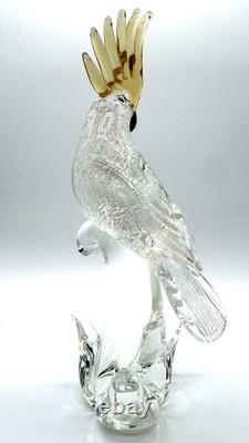 Vintage Formia Murano Glass Cockatoo Parrot Sculpture Gallery Art Italy