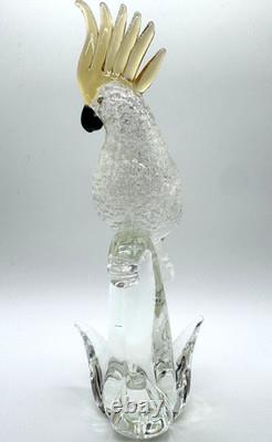 Vintage Formia Murano Glass Cockatoo Parrot Sculpture Gallery Art Italy