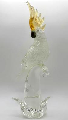 Vintage Formia Murano Glass Cockatoo Parrot Sculpture Gallery Art Italy